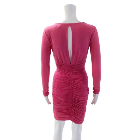BCBGMAXAZRIA Dalton Cocktail Dress Women’s Size S Pink Bodycon Draped Open Back - Picture 9 of 9